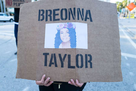 Miami, FL, USA - JUNE, 2020: Breonna Taylor poster. Black lives matter.の写真素材