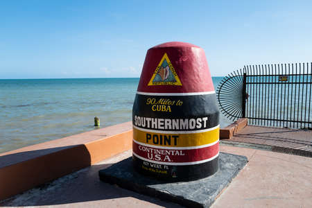 Southernmost Point Continental USA at Key West, Florida. The famous landmark of the southernmost point of the USA.の写真素材