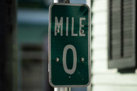 Mile 0 sign in Key West, Florida. USA. Kilometre zero sign in America.の写真素材