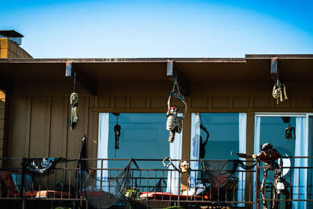 Scenery for Halloween in October. Decoration in the yard.の写真素材