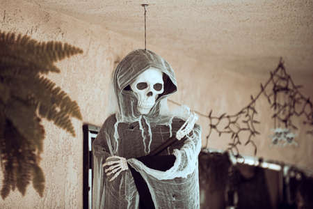 Death. Scenery for Halloween in October. Decoration in the yard.の写真素材