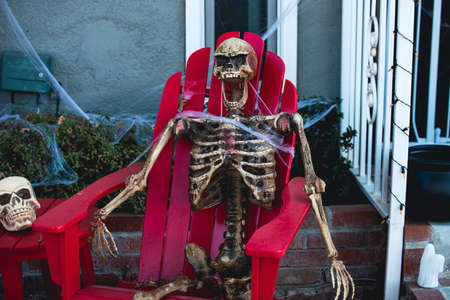 Scenery for Halloween in October. Decoration in the yard.の写真素材