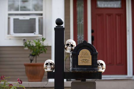 US mail problem. Scenery for Halloween in October. Decoration in the yard.の写真素材