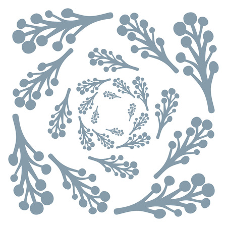 Hand drawn vector frame. Floral wreath with leaves, berries, branches Decorative elements for design. Ink, vintage and rustic styles.のイラスト素材