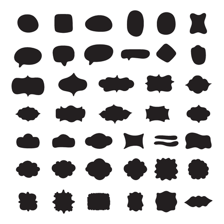 Big set of black vector frames and speech bubbles for text and images. Different forms, design elements, boxes, frames.のイラスト素材