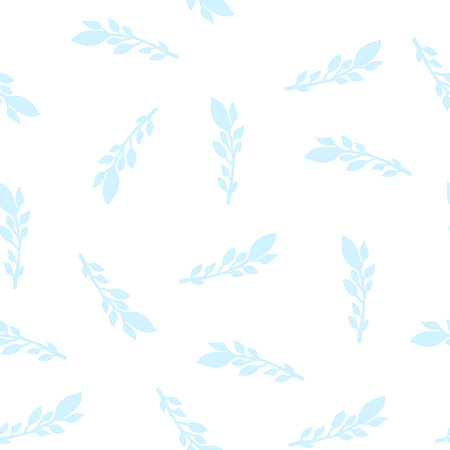 Seamless vector pattern with leaves. Gentle faded blue twigs.のイラスト素材