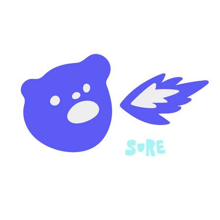 Hand drawn vector illustration of a funny bear character who blows fire. Phrase sure. Isolated objects on white background. Doodle line drawing. Design concept for Asia products, children printのイラスト素材