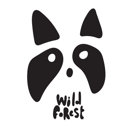 Cute raccoon vector isolated illustration and phrase - wild forest.のイラスト素材