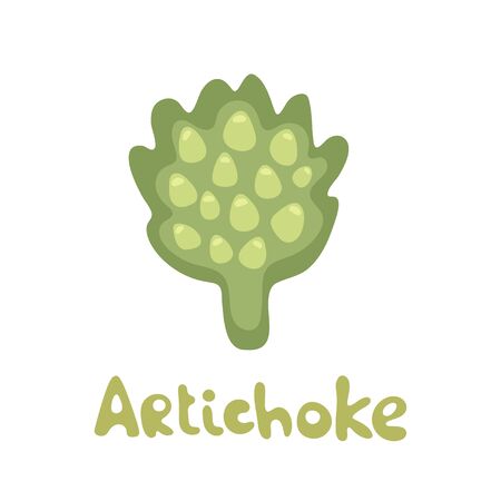 Artichoke icon. Flat illustration of artichoke vector icon isolated on white background in cartoon style.のイラスト素材