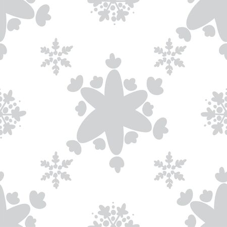 Grey silver or monochrome light seamless snowflakes patterns. Doodle cute design. Great for print, pakage, web pages, clothes. New year and Christmas tender winter style.のイラスト素材