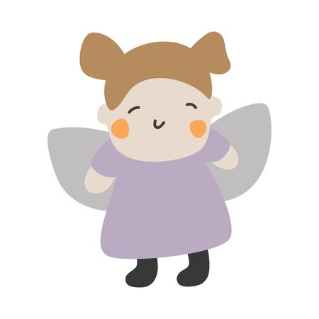 Cute Kids Character. Vector illustration kid wearing angel or butterfly costumesのイラスト素材