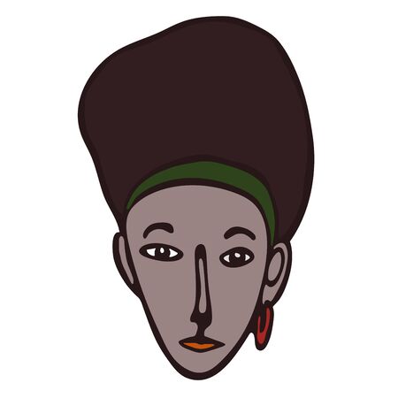 African female portrait. Modern minimalist linear illustration. Crisp art. Woman vivid face. The idea of equality of nationalities on planet Earth. Mother Africa.のイラスト素材