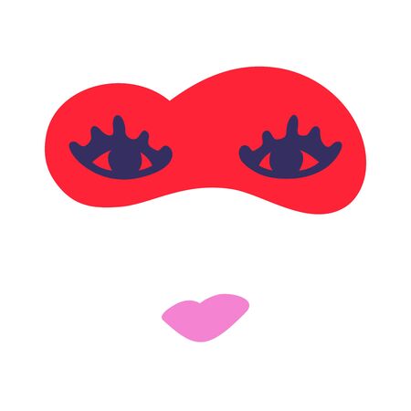 Heart is looking straightforward. Big eyes with eyelashes and pink lips. Two parts of one heart. Vector illustration.のイラスト素材