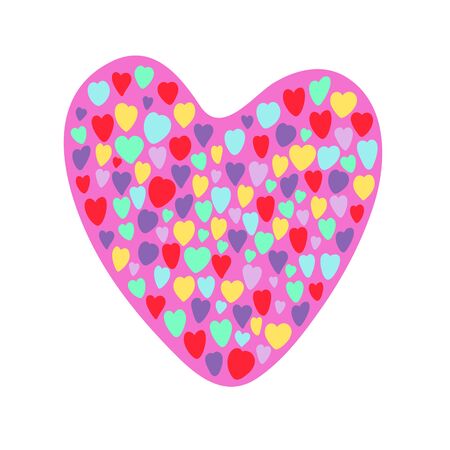 Vector illustration. Hand drawn elegant modern brush lettering of Happy Valentines Day on hearts background.のイラスト素材