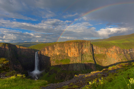 Rainbow at Maletsunyane Fallsの写真素材