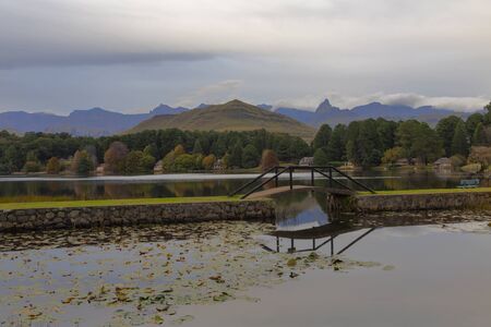 Pedestrian walk way and bridge  Lake Naverone Drakensberg