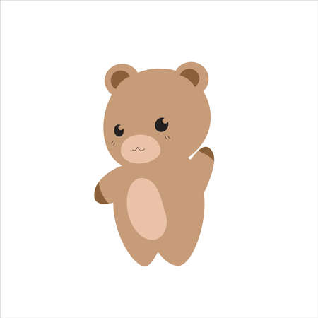 Cute vector teddy bear
 on an isolated white background. A kawaii style cartoon character. Sweet zoo of wild animals and Pets for children's room, print, poster or for Greeting cardのイラスト素材