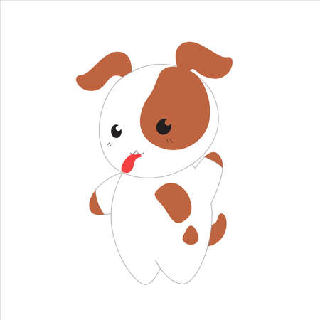 Cute vector puppy, dog
 on an isolated white background. A kawaii style cartoon character. Sweet zoo of wild animals and Pets for children's room, print, poster or for Greeting cardのイラスト素材