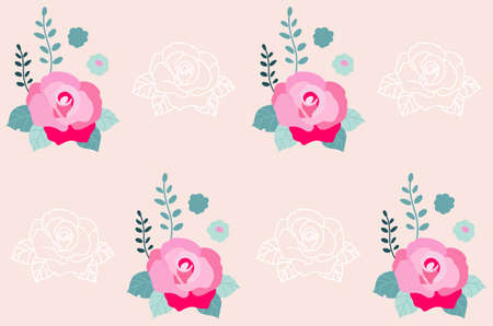Pink roses seamless pattern. Floral vintage soft textile pattern.のイラスト素材