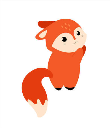 Cute cartoon Fox. Funny kawaii animal character design.のイラスト素材