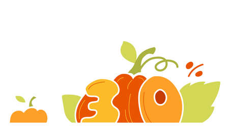 Autumn Sale discount banner. Up to 50% 20% 30% off banner for your website. 
Big Pumpkin Yellow tag templates with special offers. Isolated vector illustration.のイラスト素材