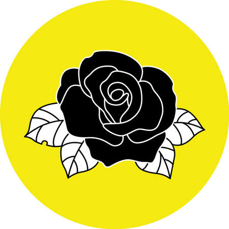Vector silhouette of a rose. Flower tattoo on isolated background. Vector illustration for designのイラスト素材