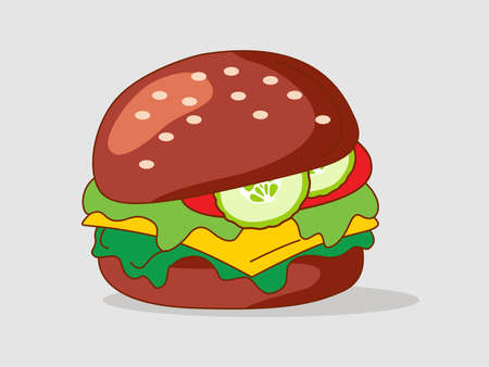 Healthy Vegan dark burgers with herbs, cheese, cucumber. Fast food meal. Flat Icon vector illustration.
The concept of healthy food, clean foodのイラスト素材
