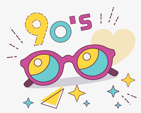 Retro design of round sunglasses. Women's and men's accessories collections of the 80's-90's. 
Optics, vintage,
trend. Vector illustration.のイラスト素材
