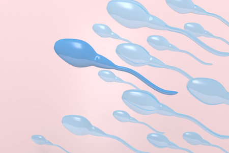 Male sperm cells moving. 3d rendering illustrationの写真素材