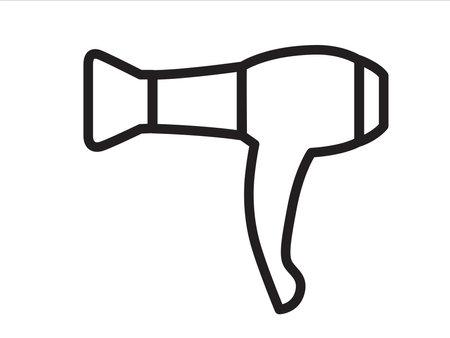 Hair dryer icon for drying hair.Barber symbol silhouette isolated on white background. 
Vector illustration for Website page and mobile app design.のイラスト素材