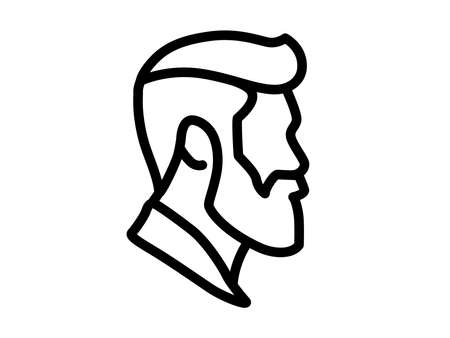 Head Icon Profile. Barber symbol silhouette isolated on white background. 
Vector illustration for hairdresser, Website page and mobile app design.のイラスト素材