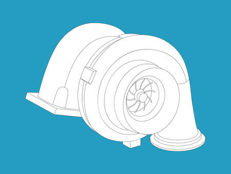 Symbol of a car Turbocharger on an isolated background. Vector illustration.のイラスト素材