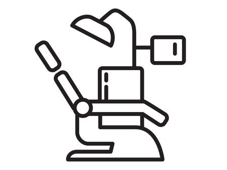 Modern dental chair icon on a white background. Dental equipment. Vector flat 
style for medical badge. Medical symbol for dental and orthodontics clinic.のイラスト素材