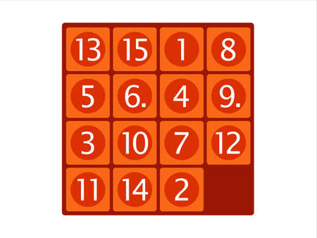 15 puzzle. Sliding fifteen game for kids. Vector illustrationのイラスト素材