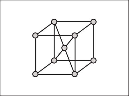 Volumetric Crystal lattice. The position of atoms in a crystal. Vector illustration.のイラスト素材