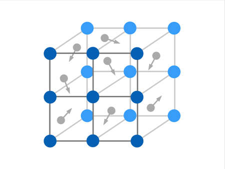 Volumetric Crystal lattice. The position of atoms in a crystal. Vector illustration.のイラスト素材