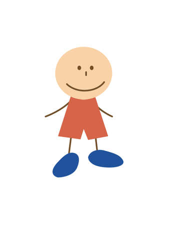 Cute cartoon kid walks. Drawing sketch. Vector illustration Isolated on white backgroundのイラスト素材
