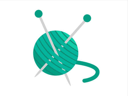 Knitting wool ball with knitting needles. Handmade, crocheting, needlework for Knitting studio. 
Vector illustrationのイラスト素材