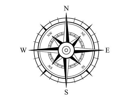 Wind Rose. Vector compass on an isolated background. Direction North, West, South, East. Vector symbol.のイラスト素材