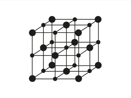 Volumetric Crystal lattice. The position of atoms in a crystal. 
Vector illustration.のイラスト素材
