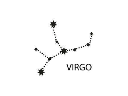 Virgo Zodiac Constellation. Sky map. Horoscope Symbol. Vector illustration of Astrological signs for calendar, horoscope
isolated on a backgroundのイラスト素材