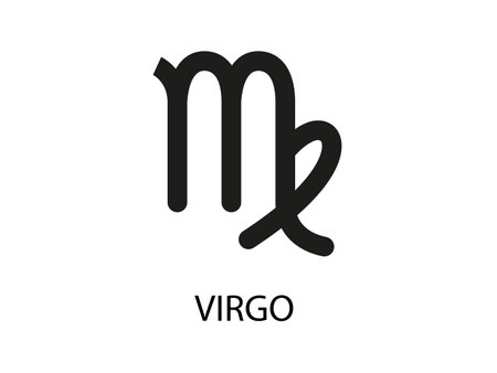 Virgo Symbol of the Horoscope. Zodiac Sign. Vector illustration of black Astrological signs 
for calendar, horoscope isolated on a backgroundのイラスト素材