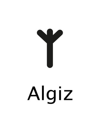 Algiz Runes. Complete collection of Rune alphabet, futhark. Writing ancient Germans. Vector Mystical symbols. 
Esoteric, occult, magic illustration for Tattoos.のイラスト素材