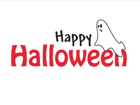 Happy Halloween lettering. Banner or party invitation in flat design. Vector cartoon illustration.のイラスト素材