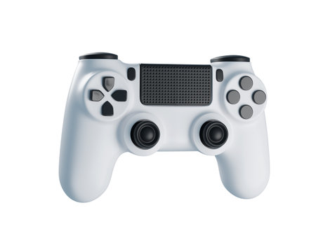White Wireless Gaming Controller. Gamepad with buttons and joysticks, isolated on transparent...