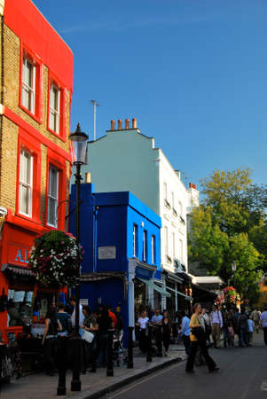 red and blue house on Portobello roadのeditorial素材