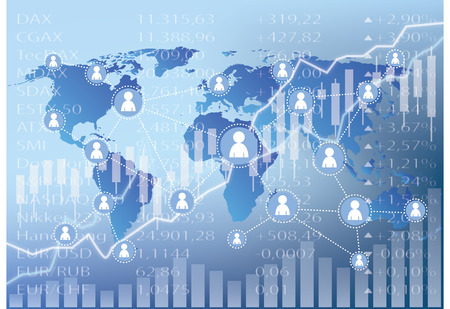 Social Media Icons on stock market chart illustration Social Media Icons on stock market chart illustration