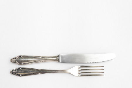 knife, fork - sterling cutlery, silver flatware setの写真素材