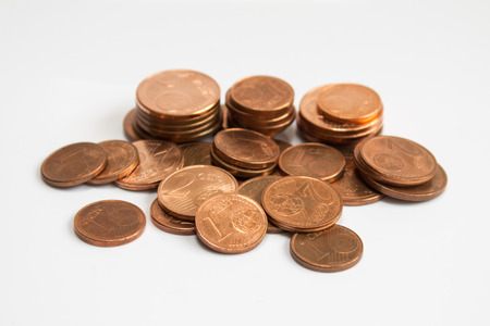Euro cent coins - pile of euro cent coins - macroの写真素材
