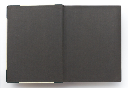 Open vintage photo album with blank pagesの写真素材